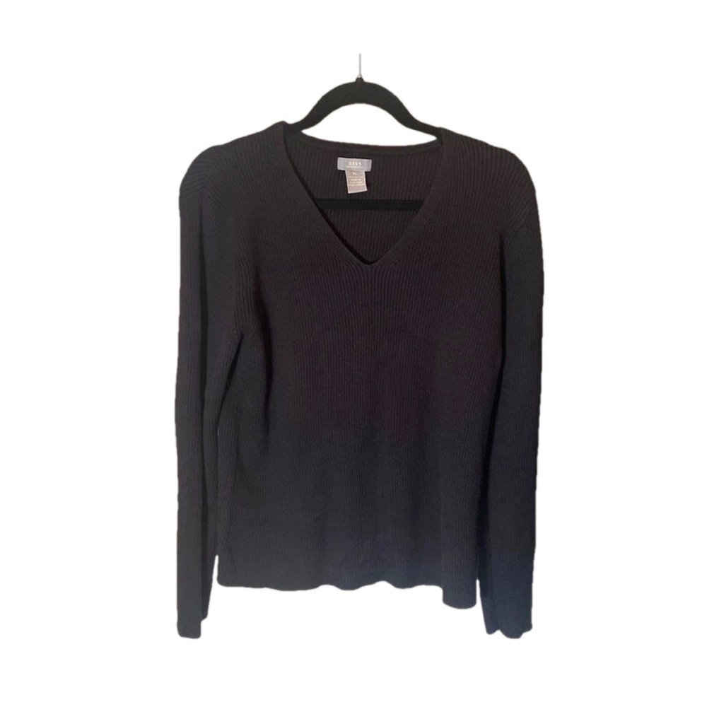 GH Bass ribbed V neck long sleeve top size XL